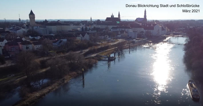 Donau Blickrichtung Stadt und Schlobrcke Mrz 2021